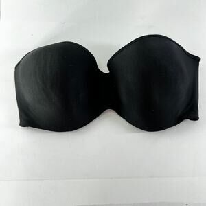 Black Strapless Bra Padded Pushup Wide Strap Size 38C